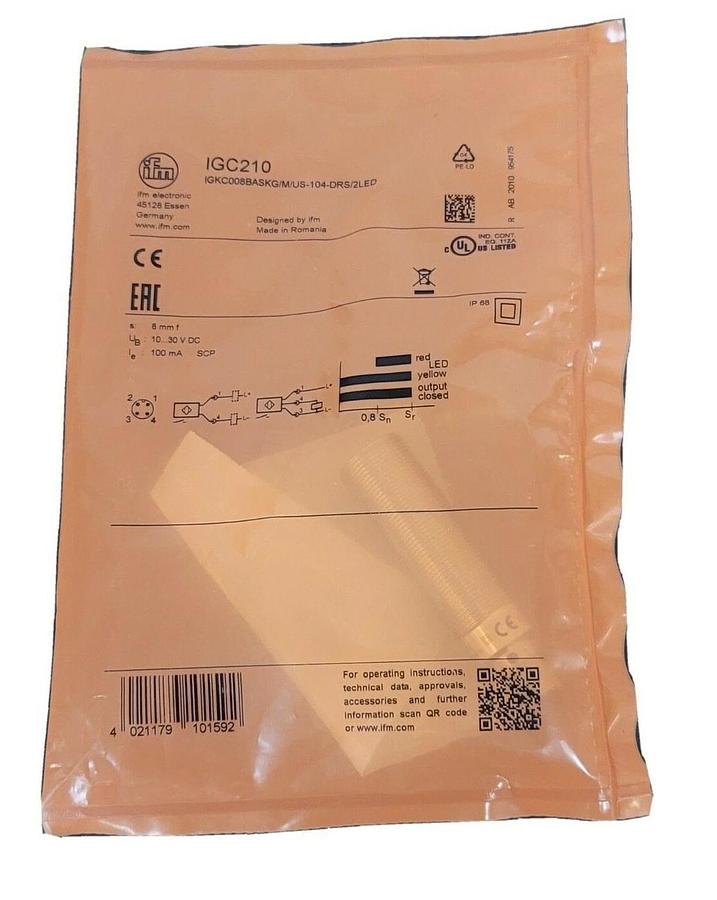 Used NEW IFM EFECTOR IEK3002BBPKG/US-104-DPS SENSOR IGC210 10...30VDC
