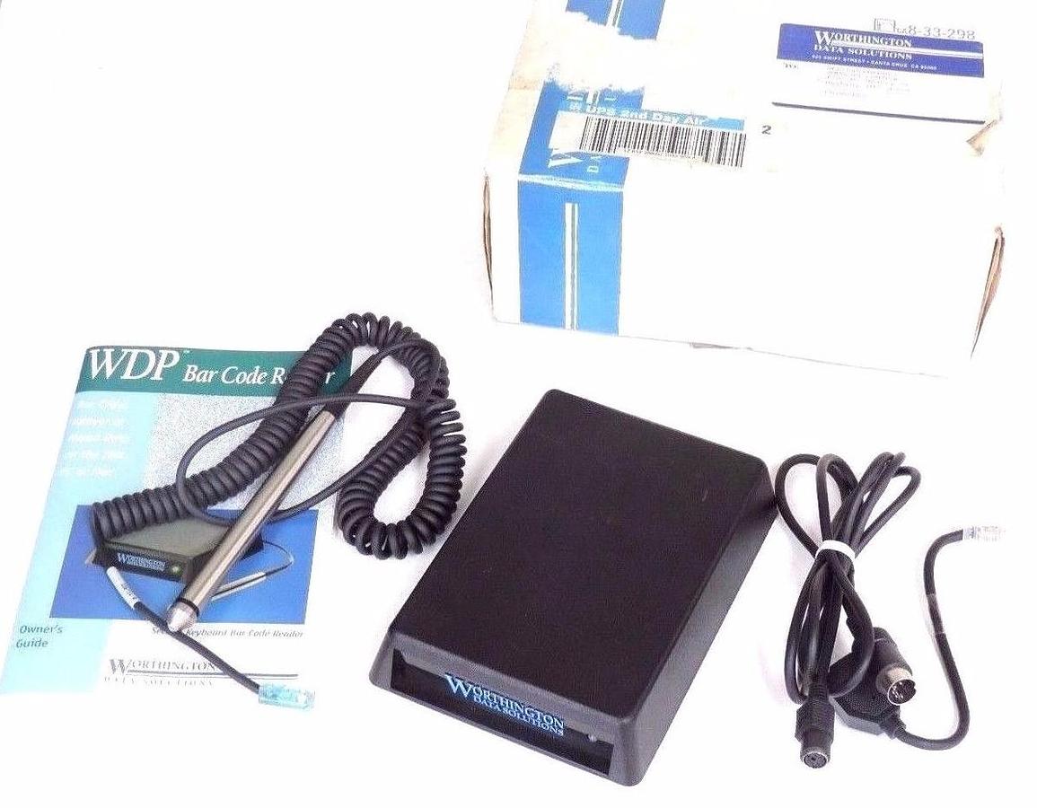 NIB WORTHINGTON MODEL P01 WDP BAR CODE READER W/ WAND AND Y CABLE
