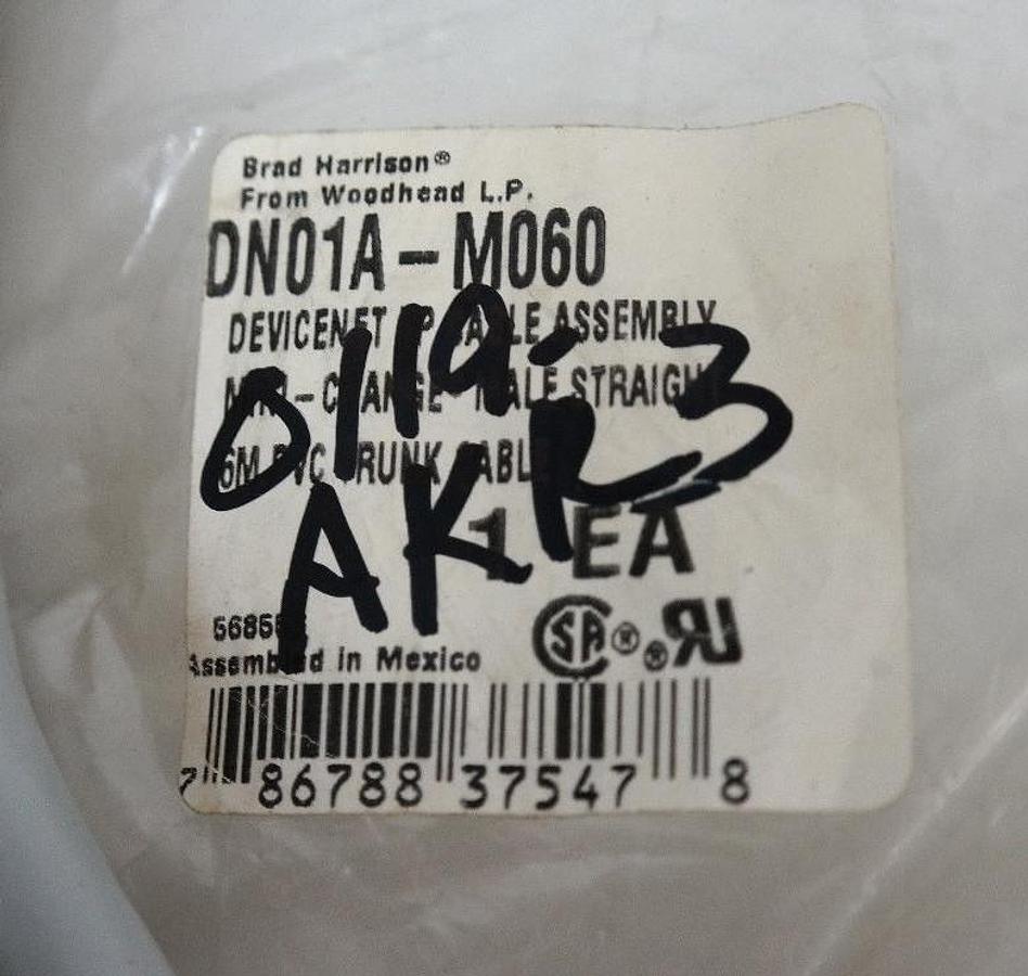 Used NEW BRAD HARRISON DN01A-M060 DEVICENET 5PIN CABLE ASSEMBLY 6M, DN01AM060
