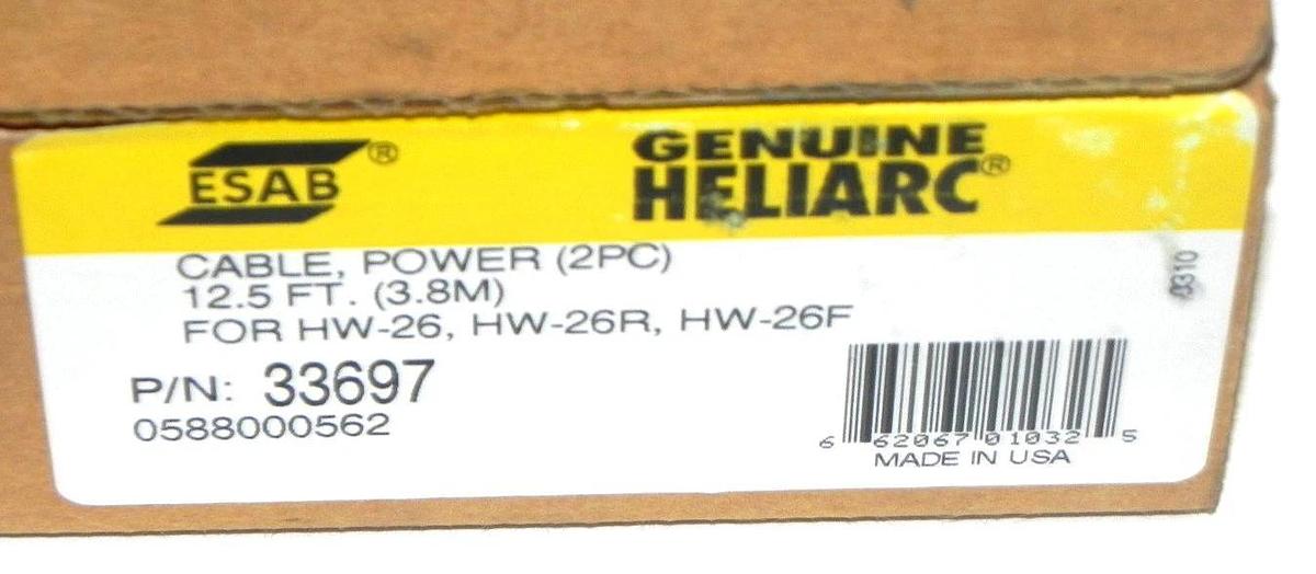 Used NEW IN BOX ESAB GENUINE HELIARC 33697 POWER CABLE FOR HW-26, HW-26R, HW-26F