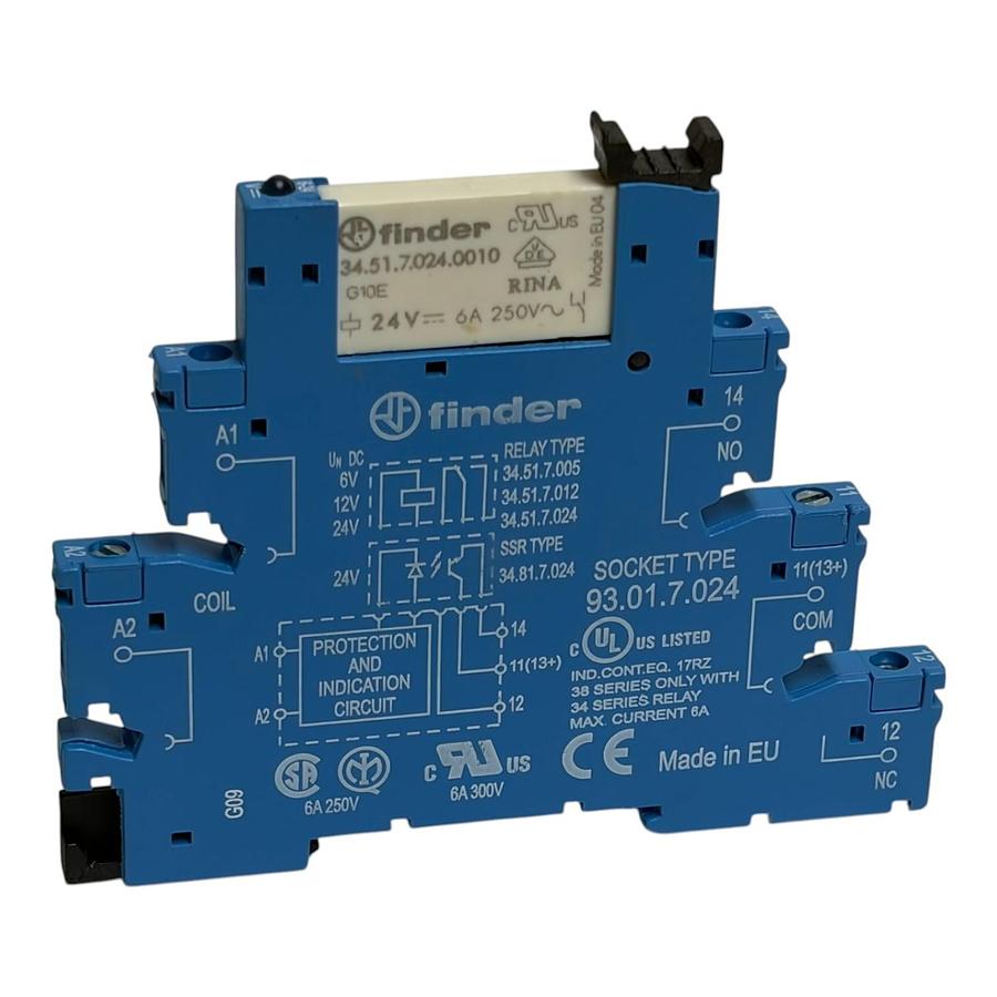 Used New Finder 34.51.7.024.0010 24V Slim Relay 93.01.7.024 Lot of 2