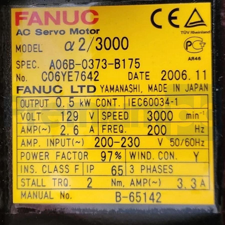 FANUC A06B-0373-B175 / A06B0373B175 a2/3000 AC SERVO MOTOR W/A860-0360-T001 NSMP