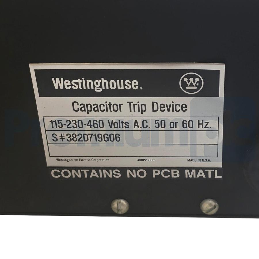 Used Westinghouse 382D719G06 Capacitor Trip Device 115/230/460V AC 50/60Hz NSMP