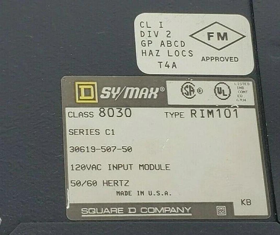 Used SQUARE D SY/MAX 8030-RIM-101 INPUT MODULE 8030RIM101, SER. C1, 30619-507-50