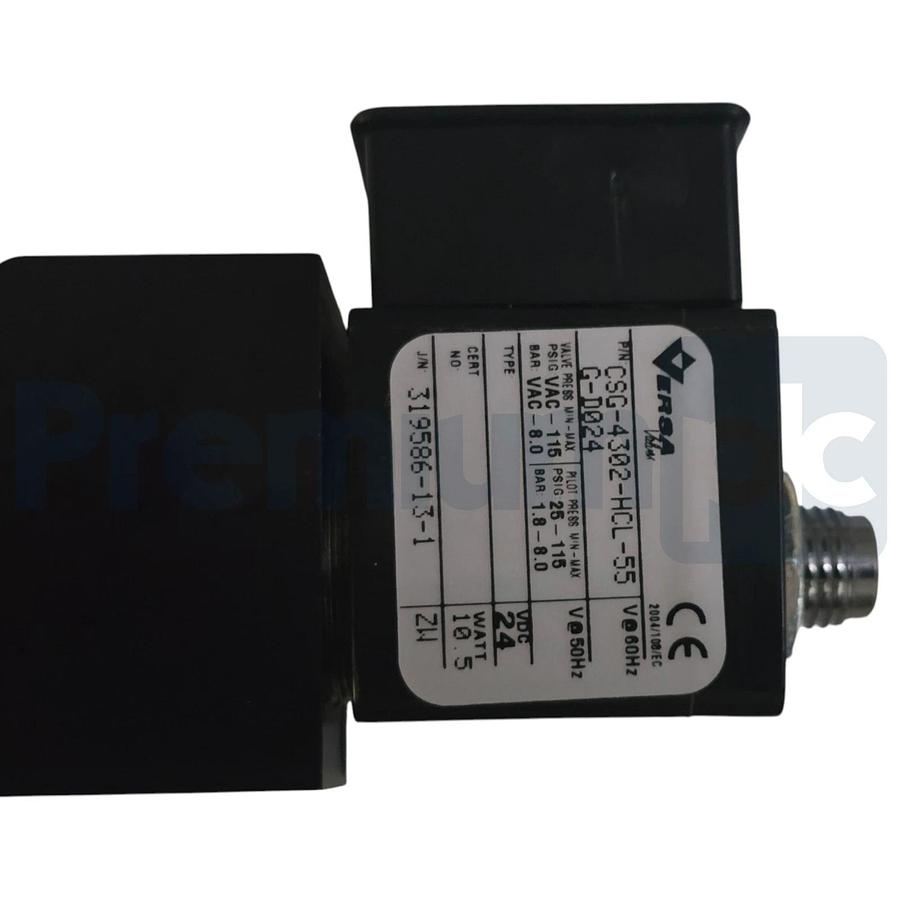 Versa Valves CSG-4302-HCL-55G-D024 Pneumatic 4-Way Valve, 24V DC, 1/4" NPT NSMP
