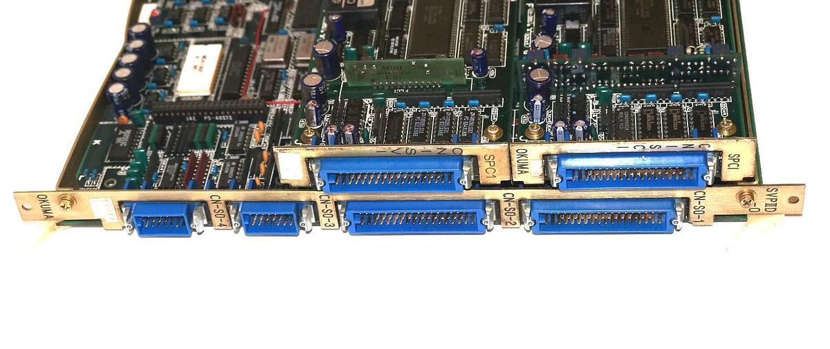 Used OKUMA E4809-045-109-C OPUS 5000-II SVP BOARD W/ 2 E4809-045-110-C SPC1 BOARDS