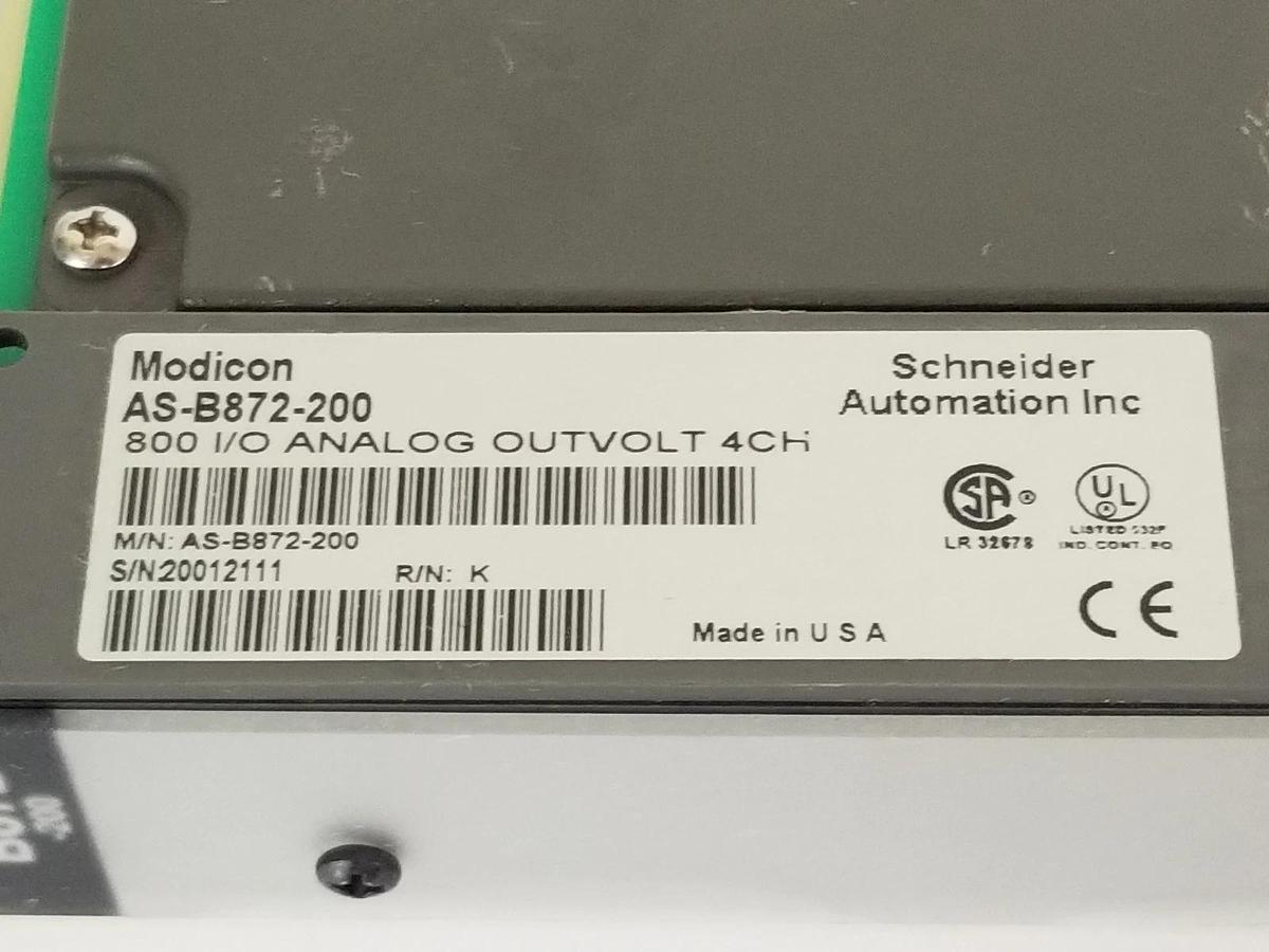 Used MODICON AS-B872-200 800 I/O ANALOG OUTVOLT 4CH, ASB872200, R/N: K