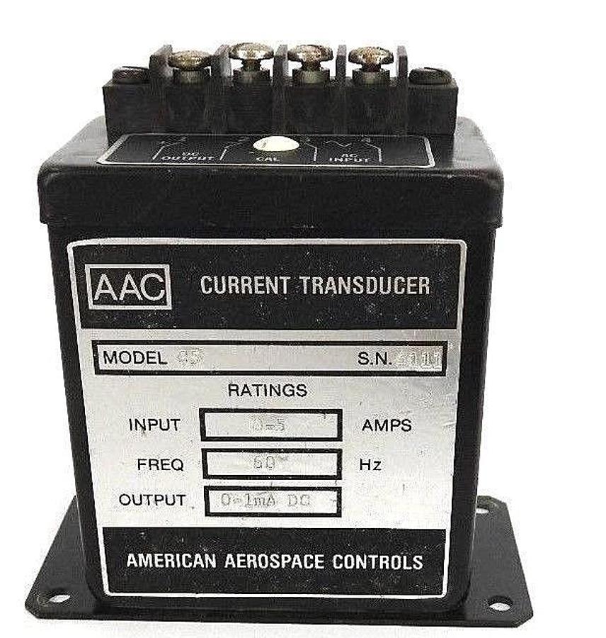 Used AMERICAN AEROSPACE CONTROLS AAC MODEL C5 CURRENT TRANSDUCER 0-5 AMPS, 60HZ