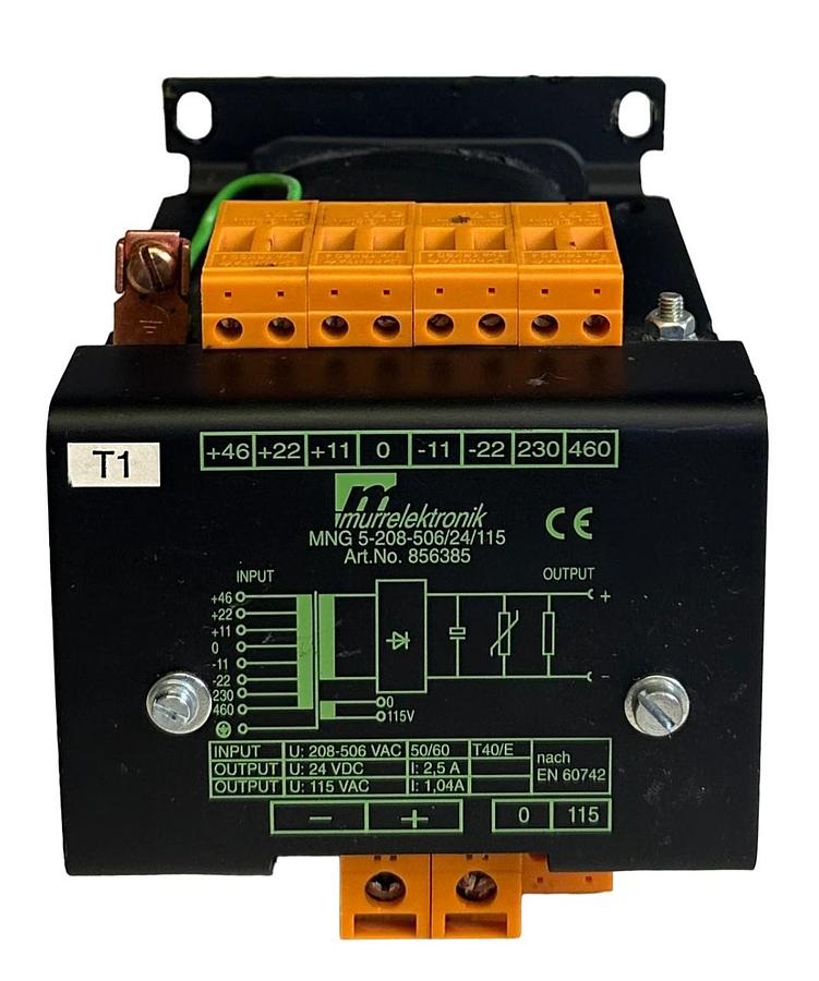 Used MURR ELEKTRONIK MNG 5-208-506/24/115 / 856385 POWER SUPPLY 208-506VAC 50/60Hz