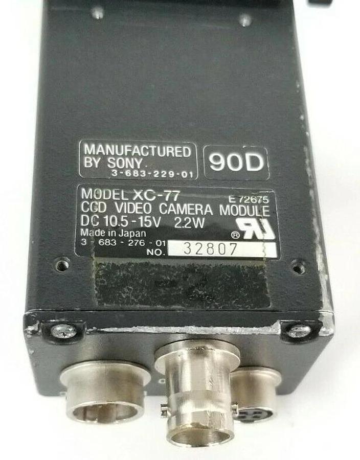 Used SONY XC-77-2 CCD CAMERA ASSEMBLY W/ 3'' IN. LENS & MOUNTING BRACKET XC772