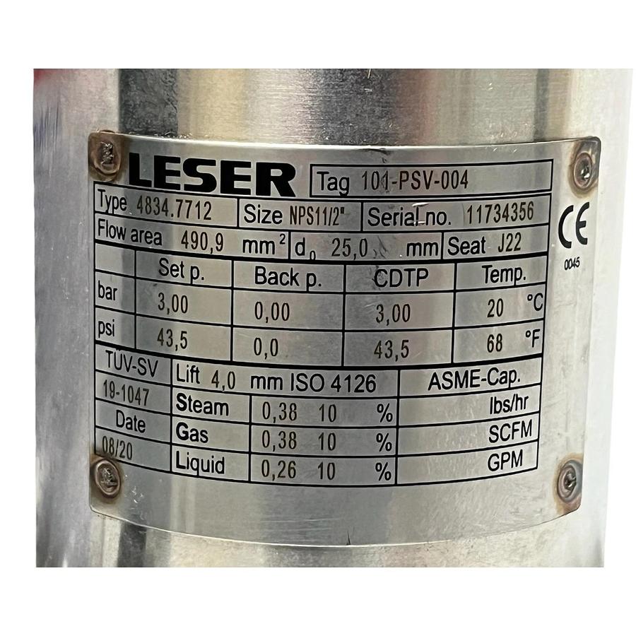 Leser Type 483 Clean Service Safety Relief Valve Art-No 4834.7712