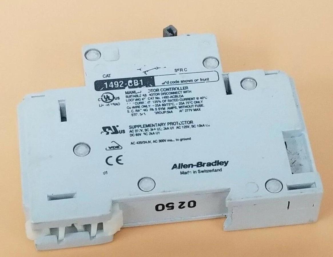 Used ALLEN-BRADLEY 1492-CB1 H 070 CIRCUIT BREAKER, 7A, 1HP, 1492-CB1H070, 1492CB1H070