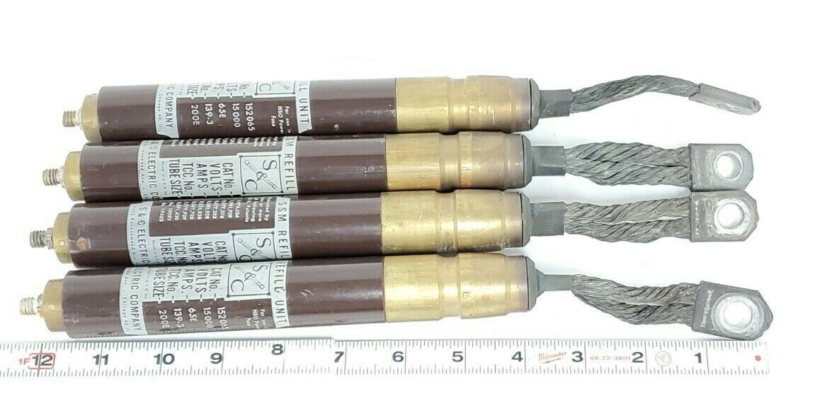 Used LOT OF 4 S&C 152065 SSM REFILL UNITS VOLTS 15000, AMPS. 65E, TCC. NO. 139-3