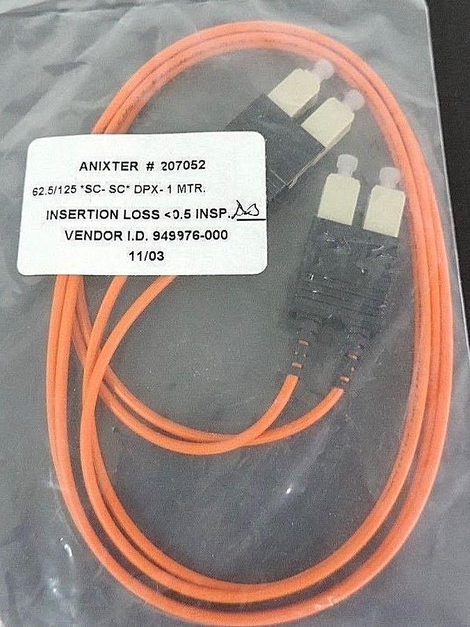 Used ANIXTER 207052 JUMPER 62.5/125 SC-SC DPX-1 MTR INSERTION LOSS 0.5, 949976-000