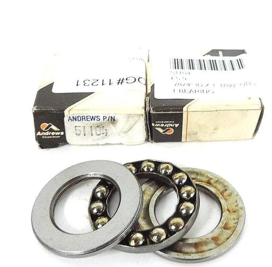 Used LOT OF 2 NIB ANDREWS 51104 TRUST BEARINGS .7874'' ID X 1.3780'' OD X .3937'' W
