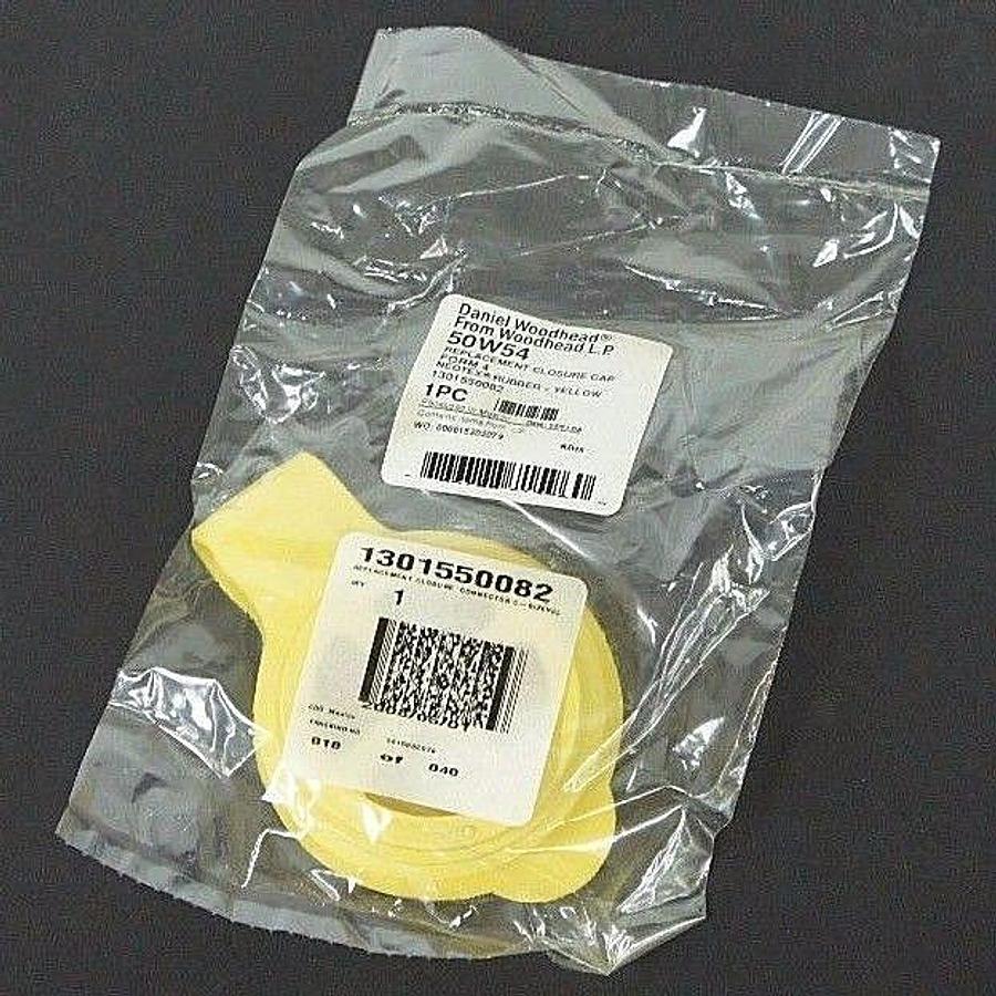 Used BOX OF 10 NEW DANIEL WOODHEAD 50W54 REPLACEMENT CLOSURE CAPS FORM 4, YELLOW