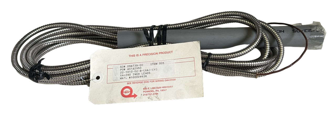 Used NEW PYCO 22-1010-02-8-XA-Y / 100024636 / 45182950 THERMOCOUPLE SENSOR 6.25''