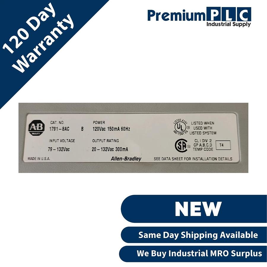 NEW ALLEN BRADLEY 1791-8AC /B 8IN/8OUT AC BLOCK I/O MODULE 17918AC