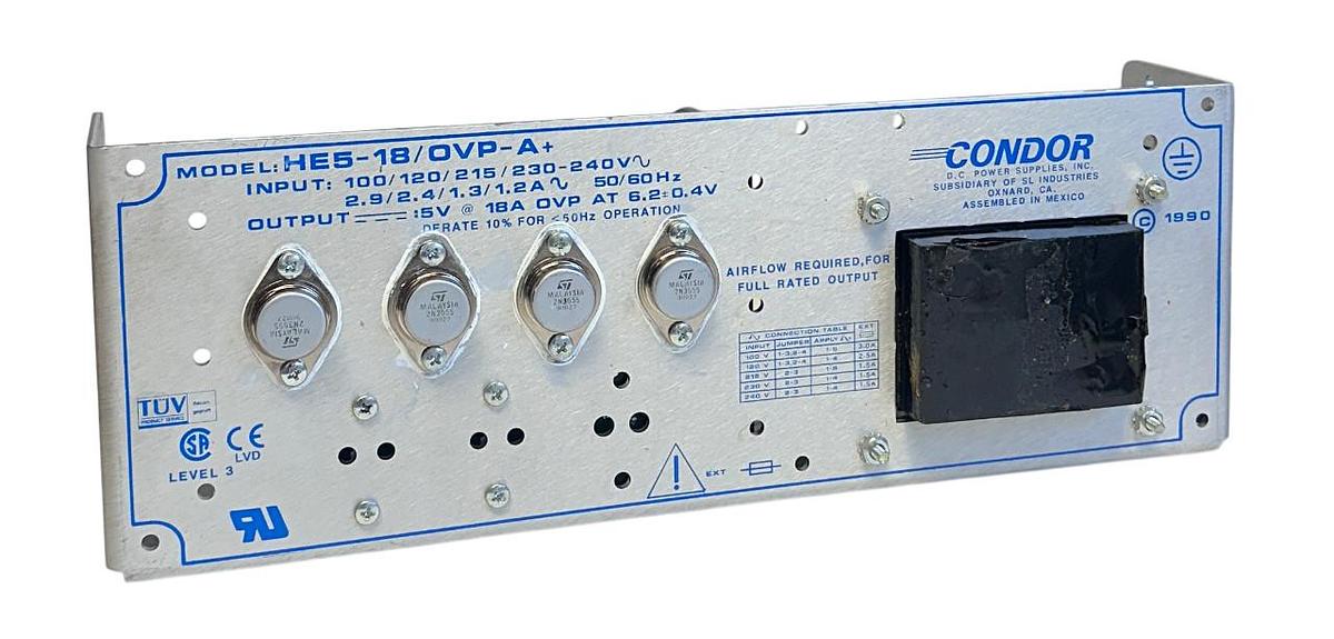 Used CONDOR HE5-18/OVP-A+ / HE5-18-OV-A+ / 110-43219 DC POWER SUPPLY 5VDC OUT USNP