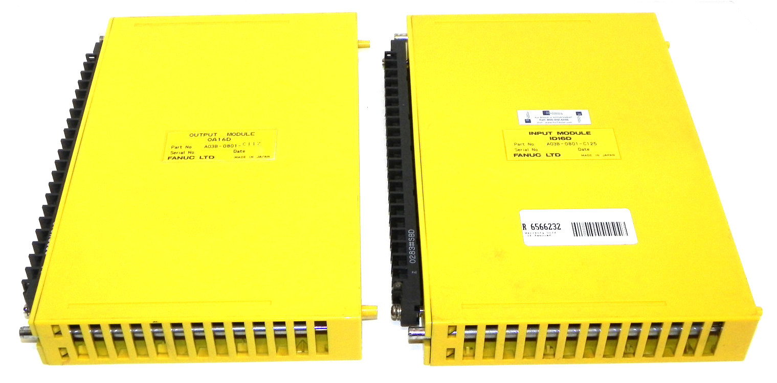 Used LOT OF 2 FANUC INPUT AND OUTPUT MODULES A03B-0801-C117, A03B-0801-C125