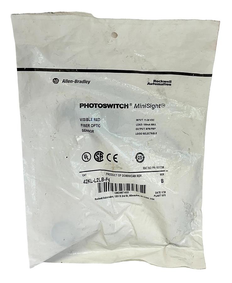Used ALLEN BRADLEY 42KL-L2LB-F4 /B MiniSight PHOTOSWITCH SENSOR RED 11-30VDC NSFS