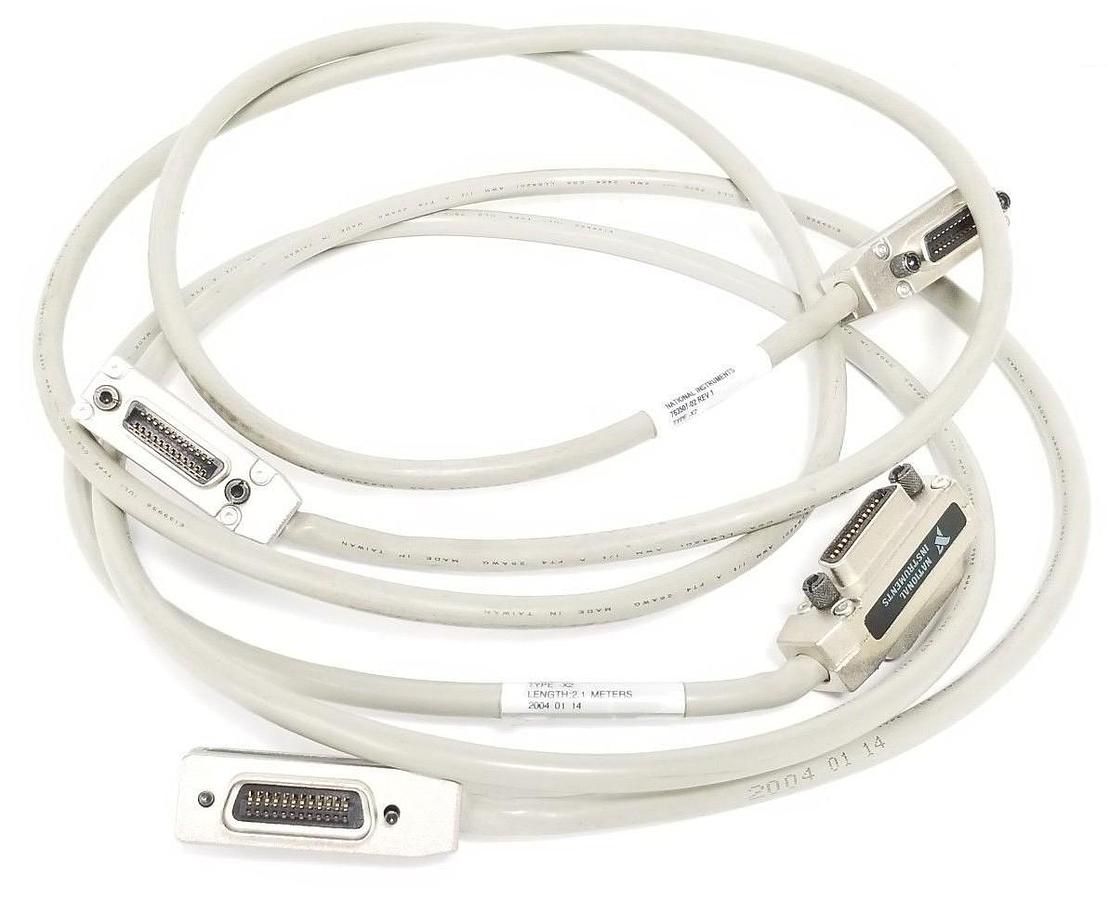 Used LOT OF 2 NATIONAL INSTRUMENTS 763507-02 CABLES, REV 1, TYPE X2, 2.1M