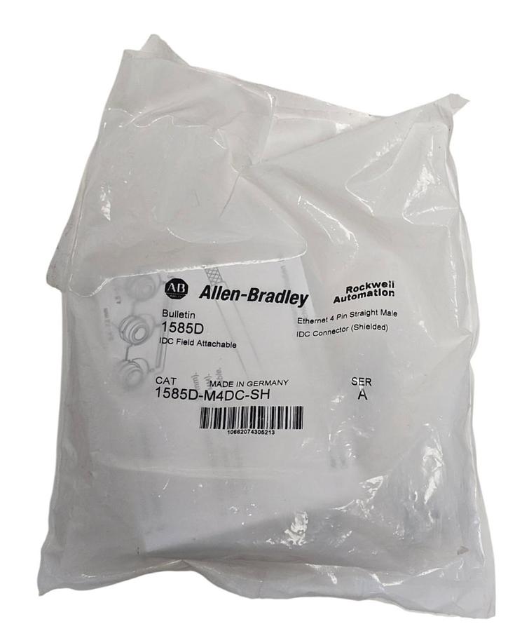 Used NEW ALLEN BRADLEY 1585D-M4DC-SH SER. A ETHERNET 4-PIN STRAIGHT MALE