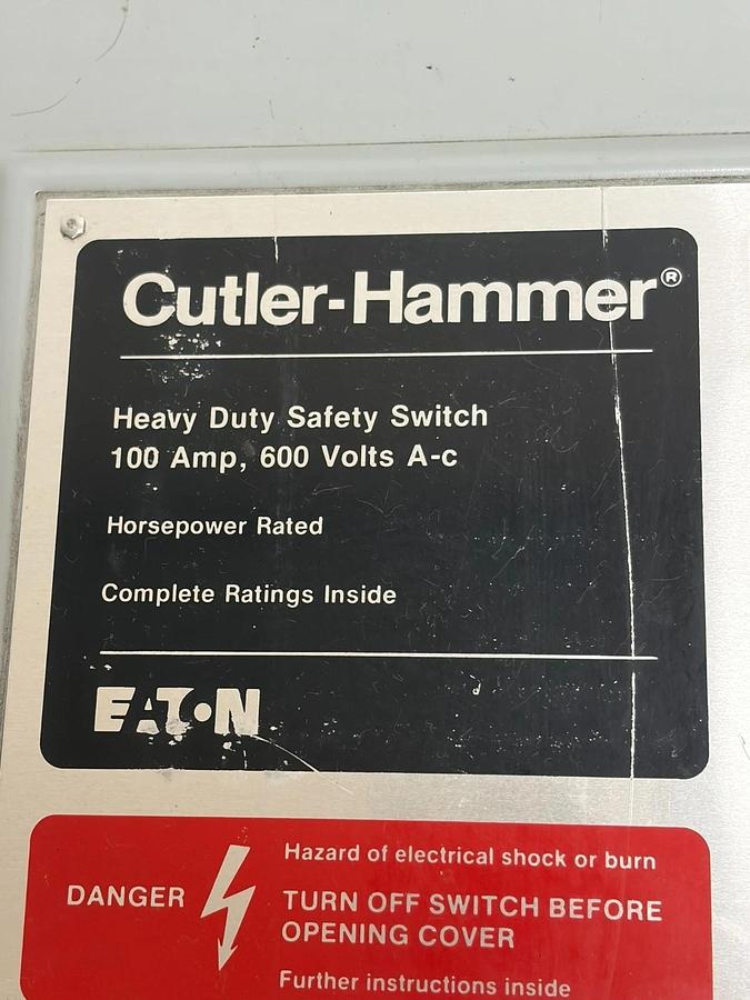 New Eaton Cutler-Hammer DH363FGK Safety Switch 100A 600V 3P Fusible