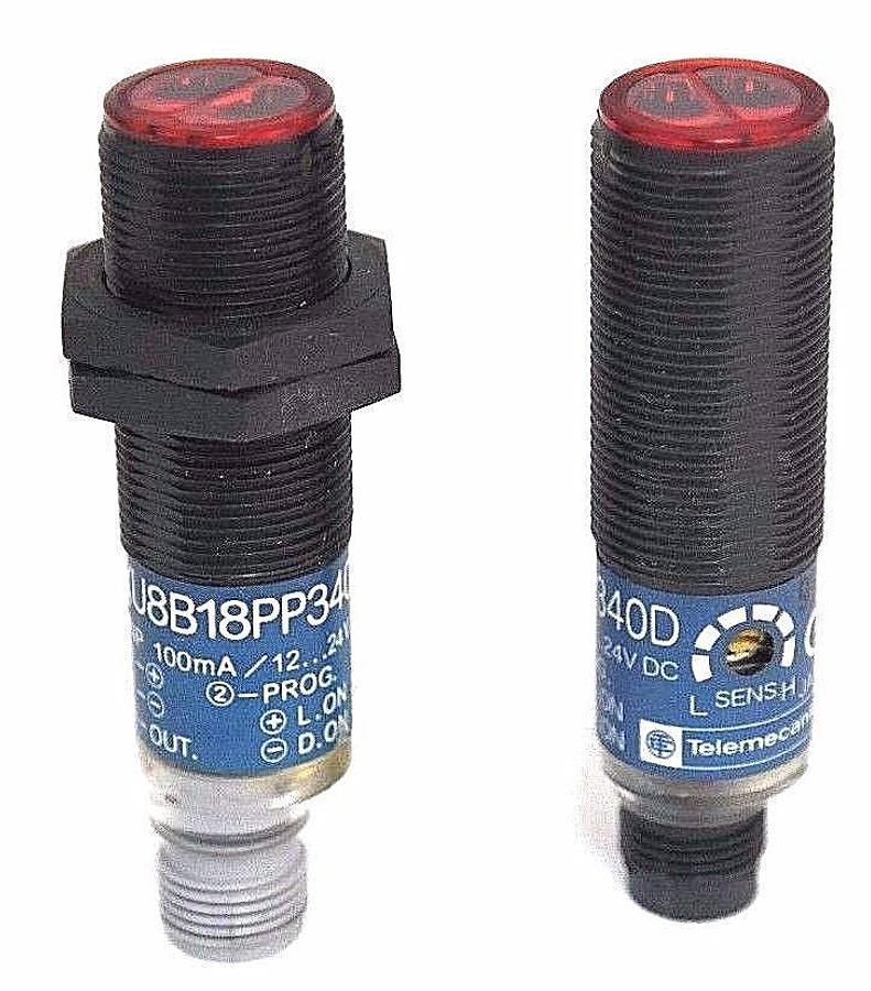 Used LOT OF 2 TELEMECANIQUE XU8B18PP340D PHOTOELECTRIC SENSORS 12...24VDC
