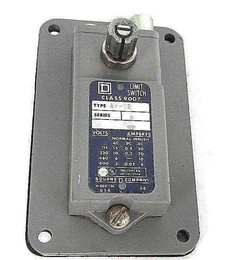 Used NEW SQUARE D 9007-AF-12 LIMIT SWITCH 9007AF12, SER. D