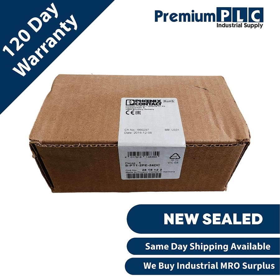 Used NEW SEALED PHOENIX CONTACT S-PT1-2PE-24DC / 2818122 SURGE PROTECTOR DEVICE