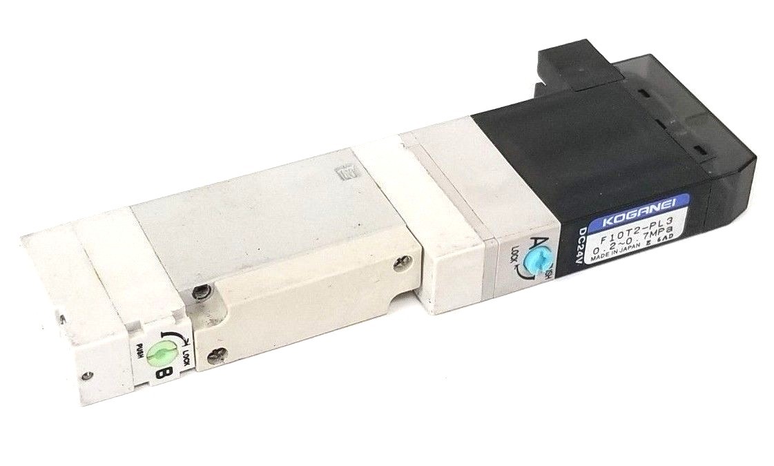 Used KOGANEI F10T2-PL3 SOLENOID VALVE 24VDC, 0.2~0.7MPA, F10T2PL3DC24V
