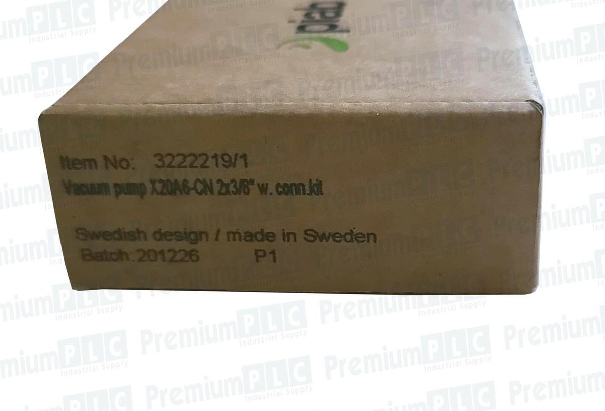 Used NEW PIAB 3222219/1 VACUUM PUMP X20A6-CN 2 x 3/8" W/ CONNECTION KIT