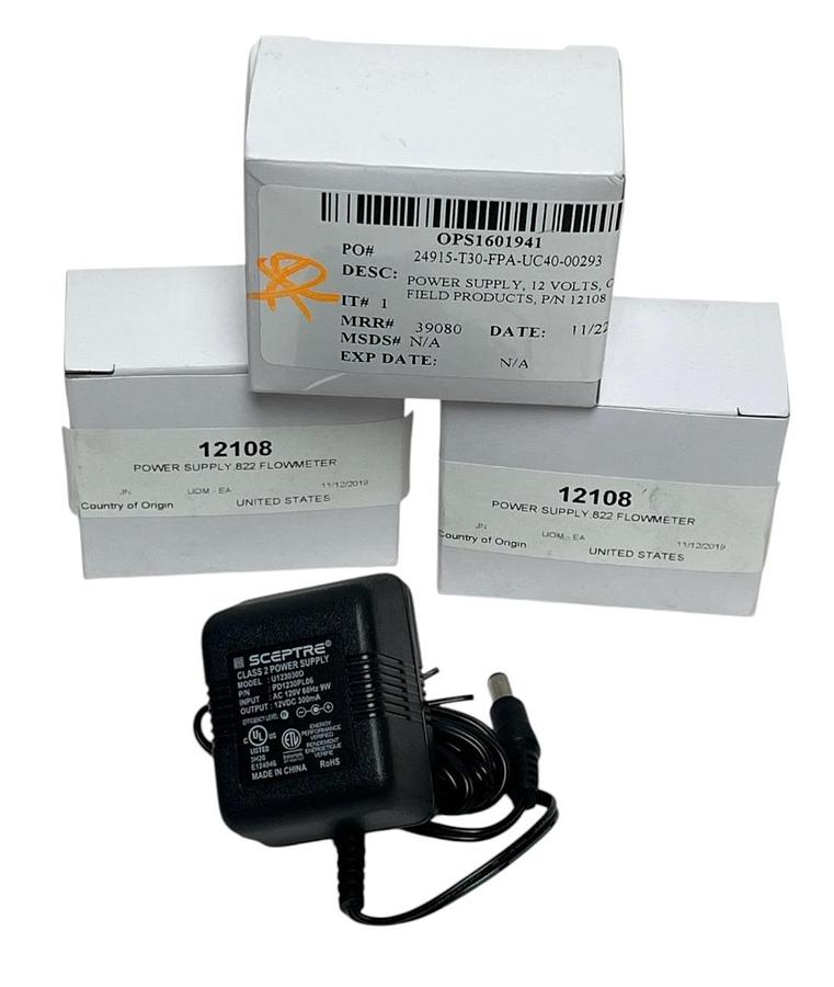 Used Lot of 3 Sceptre U123030D Class 2 Power Supply PD1230PL06 - For 822 Flowmeter