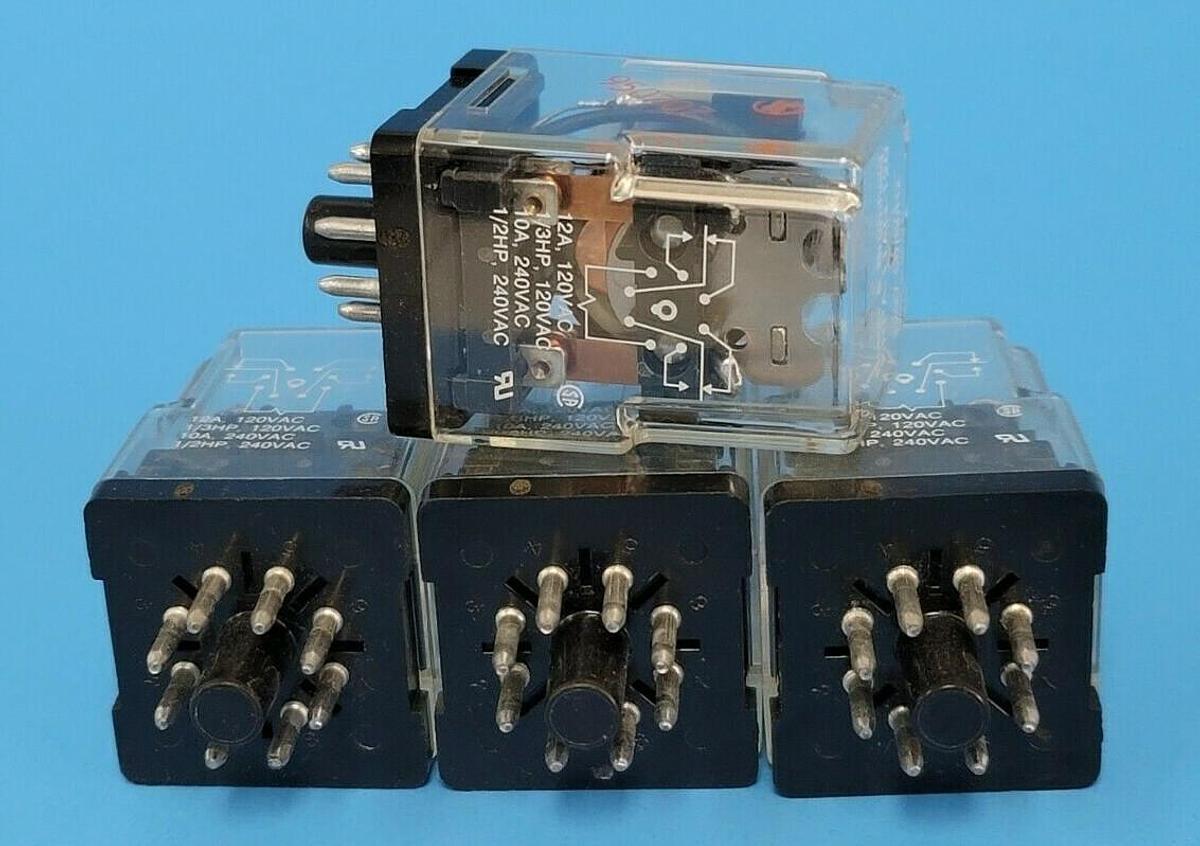 Used LOT OF 4 POTTER & BRUMFIELD KRPA-11AG-120 RELAYS KRPA11AG120, 120V, 50/60HZ