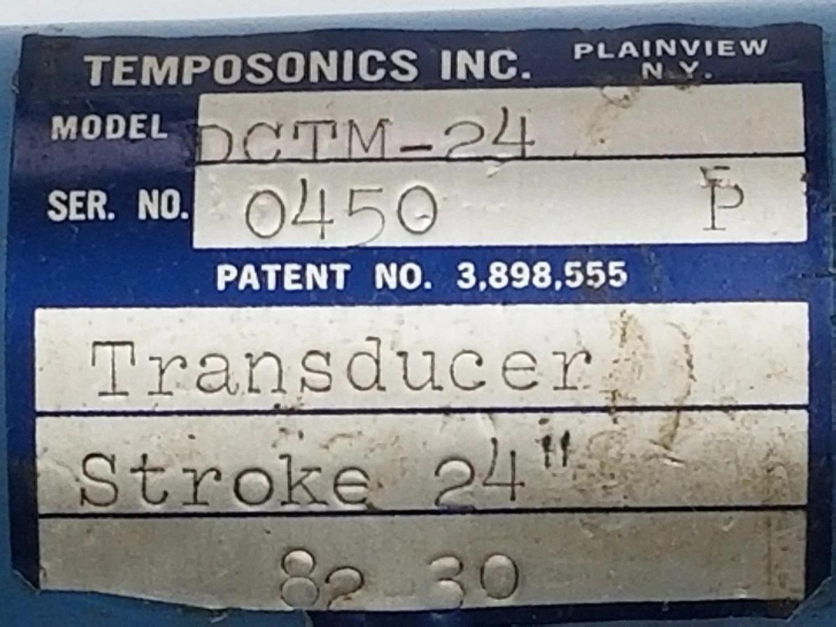 Used TEMPOSONICS INC. DCTM-24 TRANSDUCER 24'' STROKE 32'' IN. ROD 36-5/8'' IN. OAL