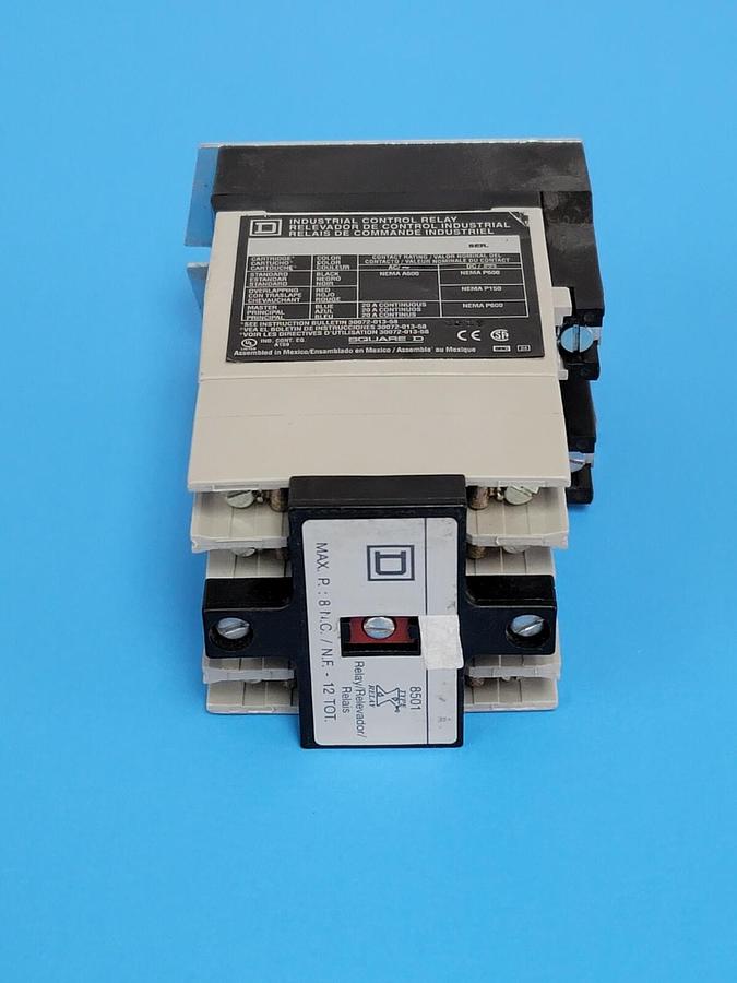 Used NEW SQUARE D 8501-X080 CONTROL RELAY TYPE X, SER A, 8501XO80, 9998-X53 COIL