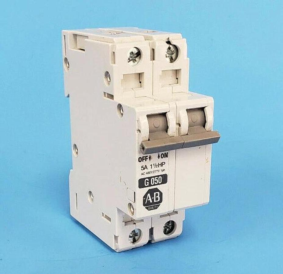 Used ALLEN-BRADLEY 1492-CB2-G050 SER. C CIRCUIT BREAKER, 5A, 1-1/2HP, 1492CB2G050