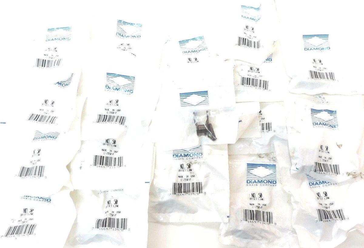 Used LOT OF 19 NEW DIAMOND CHAIN COMPANY NO. 50 OFFSET LINKS C-7550-P