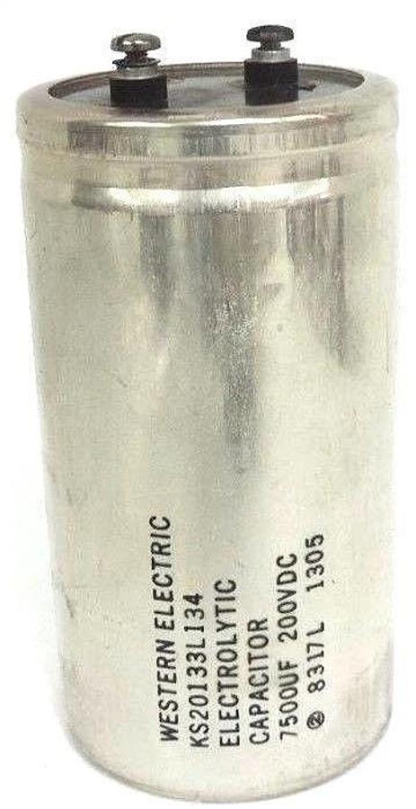 Used WESTERN ELECTRIC KS20133L134 ELECTROLYTIC CAPACITOR 7500UF, 200VDC, 8317L 1305