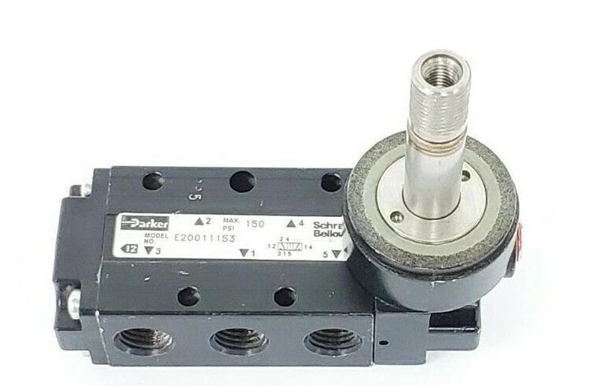 Used PARKER E20011153 PNEUMATIC VALVE, 2POS, 4WAY, 110-120V, 11W, 150PSI