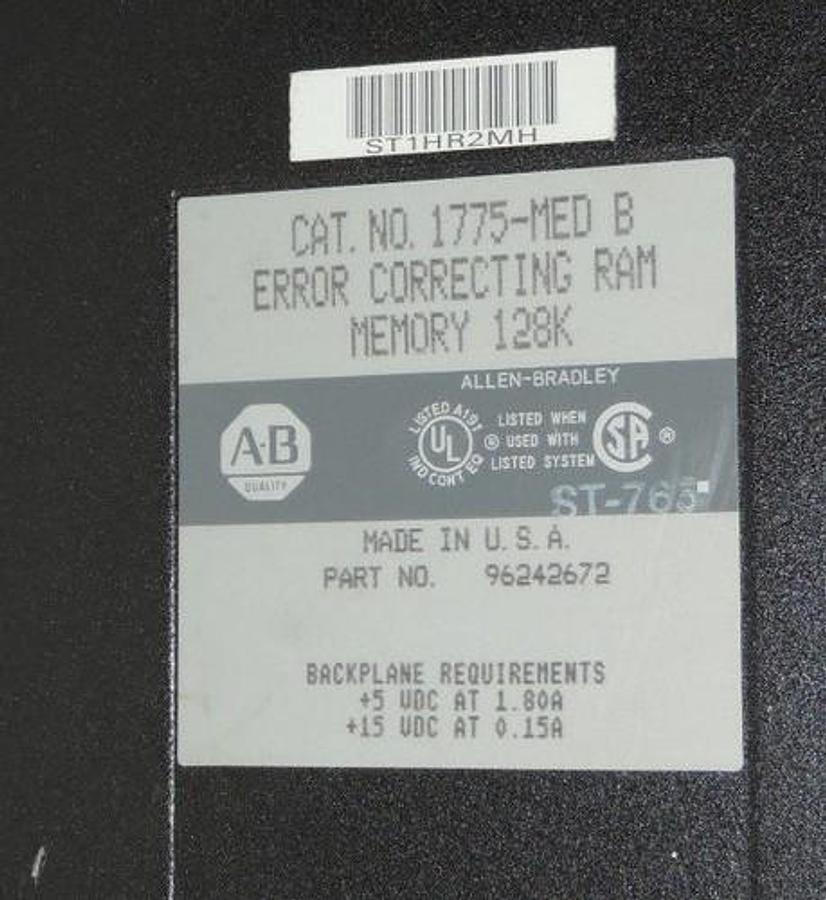Used ALLEN BRADLEY 1775-MED B ERROR CORRECTING RAM 128K 96242672 1775MEDB