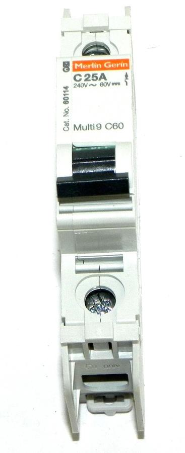 NEW MERLIN GERIN 60114 CIRCUIT BREAKER C 25A, 240V~ 60V, MULTI 9 C60
