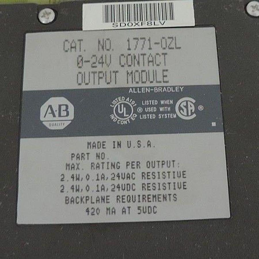 Used ALLEN BRADLEY 1771-OZL CONTACT OUTPUT MODULE 1771OZL, 0-24V