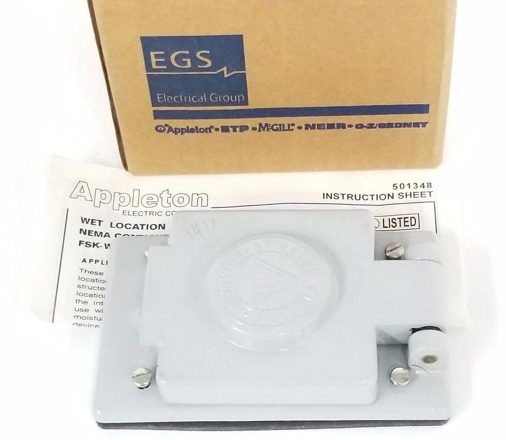 Used NIB APPLETON FSK-WR2 ALUMINUM WET-LOCK WEATHERPROOF RECEPTACLE COVER, FSKWR2