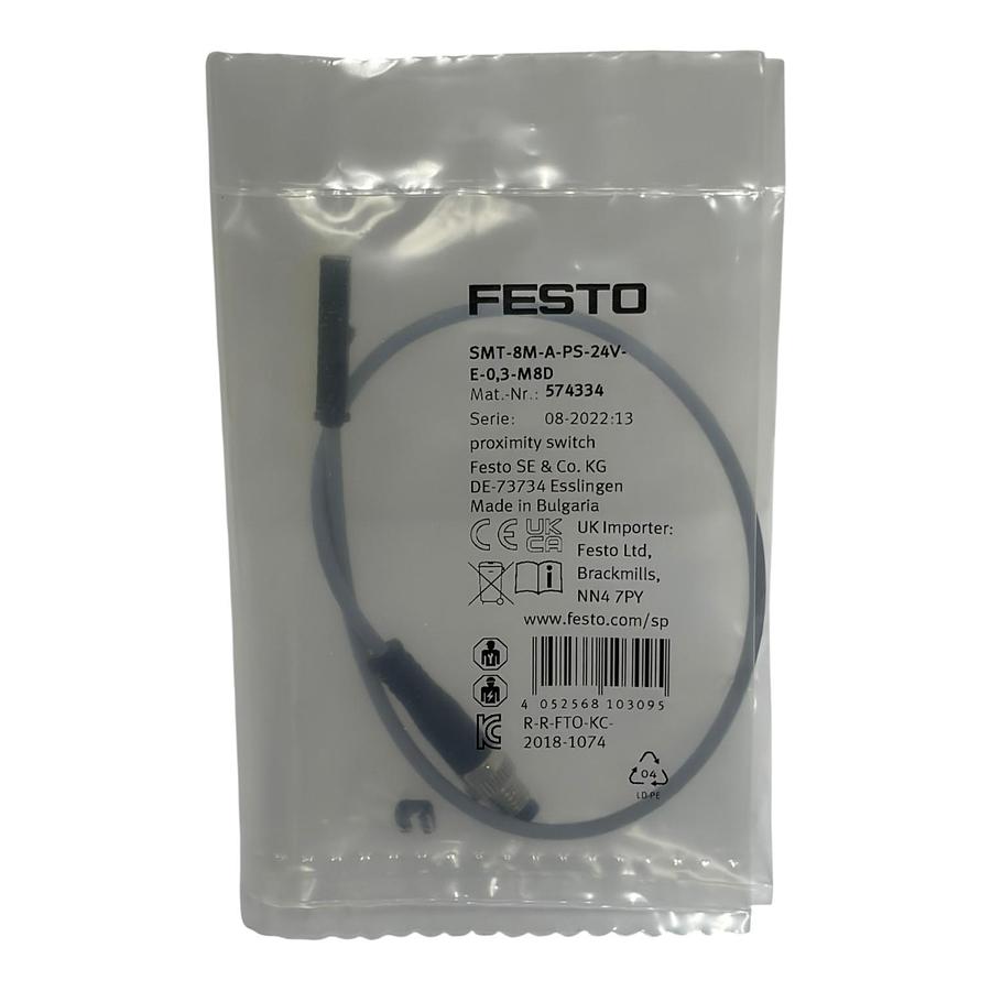 Used Festo SMT-8M-A-PS-24V-E-0,3-M8D Proximity Switch Magnetoresistive Sensor New
