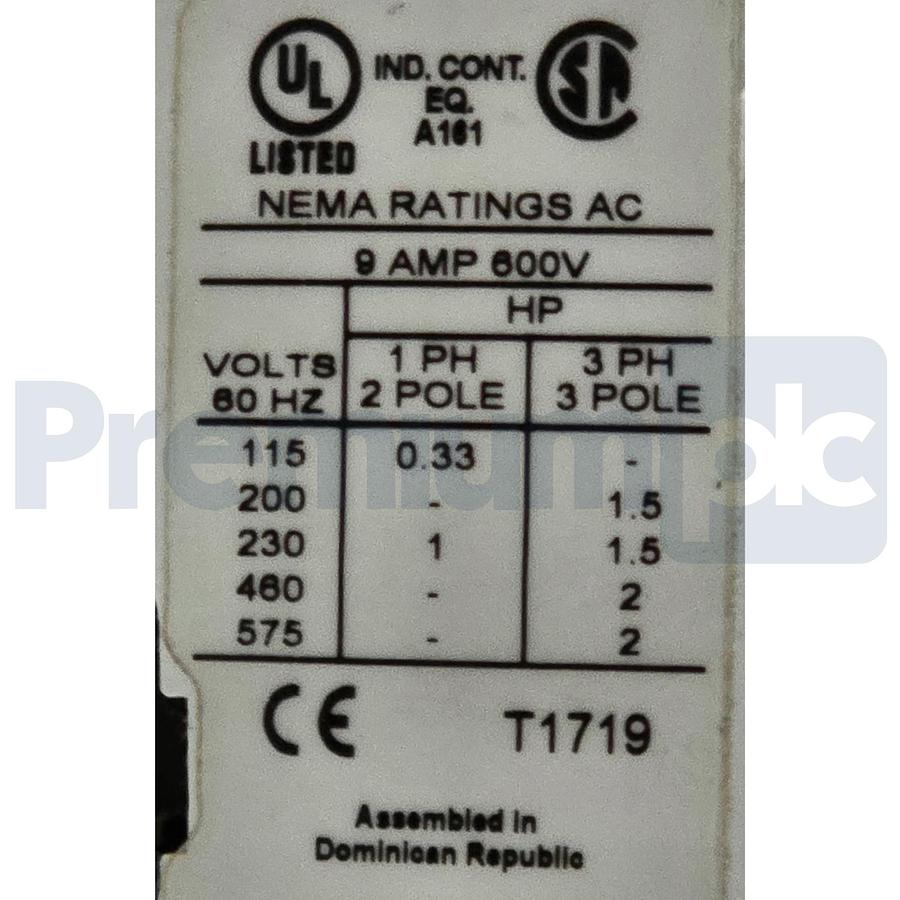 Used Eaton AN16AN0AC NEMA Size 00 Starter Freedom Series 9A 600V 3-P 120V-Coil NSNP
