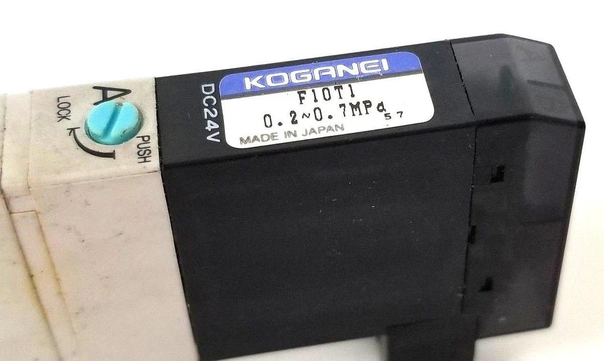 Used KOGANEI F10T1 SOLENOID VALVE 24VDC, 0.2~0.7MPA, F10T1DC24V