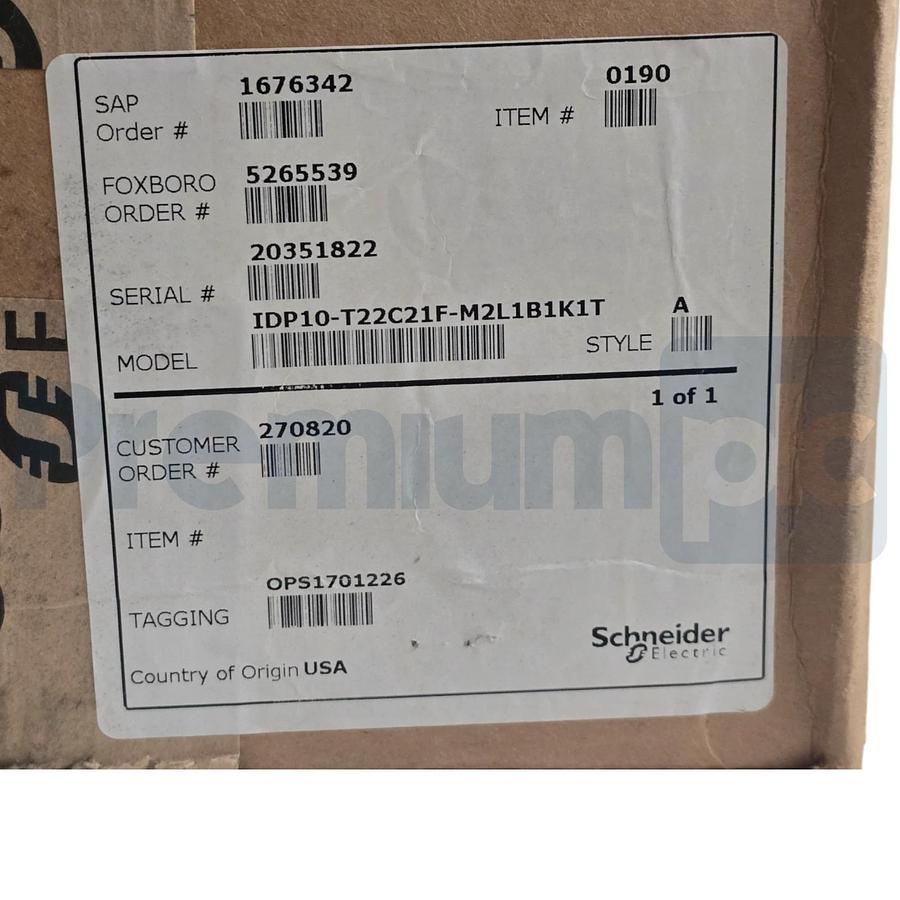 Used SCHNEIDER FOXBORO IDP10 I/A PRESSURE TRANSMITTER IDP10-T22C21F-M2L1B1K1T NSFS