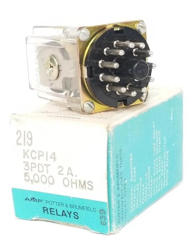 NIB POTTER & BRUMFIELD KCP14-5000, 219, KCP14 RELAY 3PDT, 2A, 5,000 OHMS